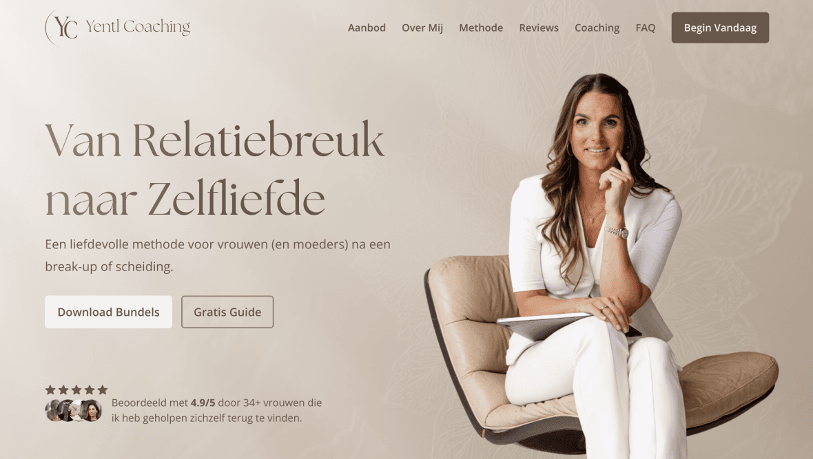 Yentl Coaching website by Weblyfe