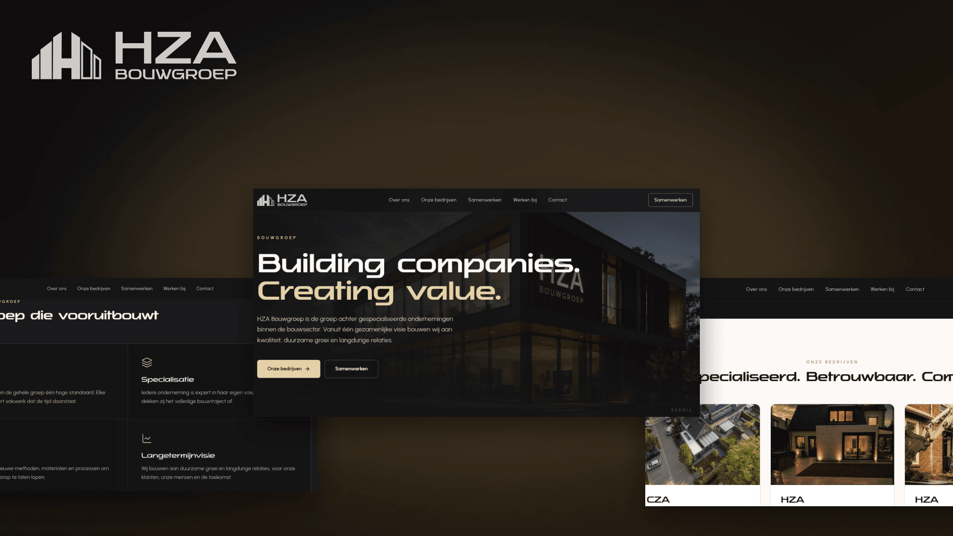 HZA Bouwgroep website design by Weblyfe