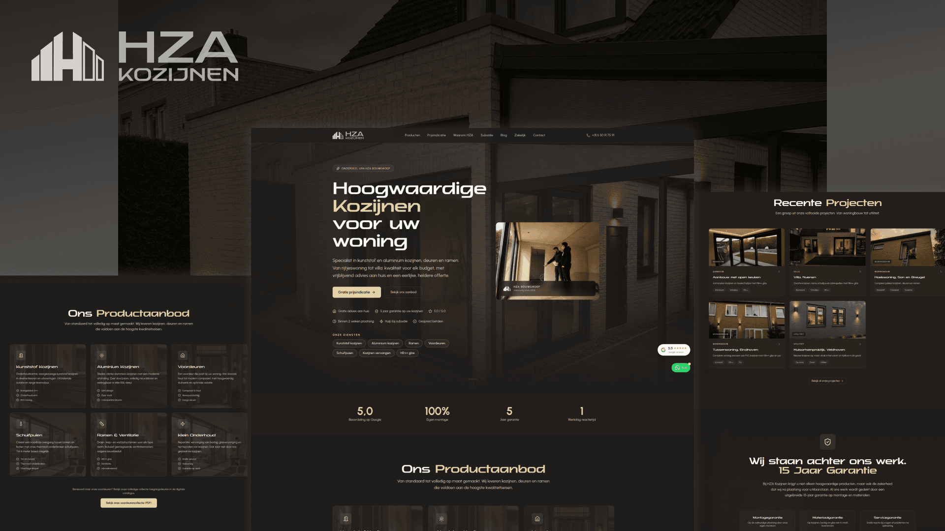HZA Kozijnen website design by Weblyfe